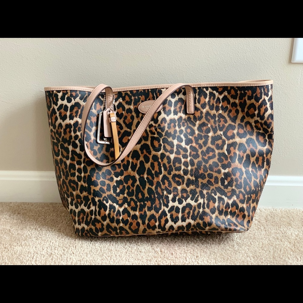 Authentic leopard Coach tote